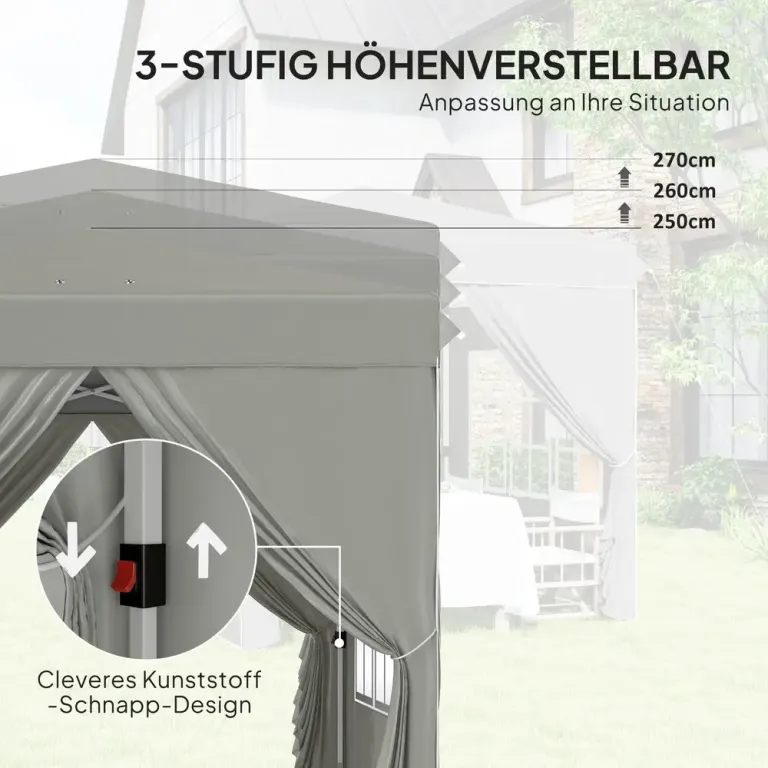 Trädgårdspaviljong Pop-up Partytält Ljusgrå 2,5 x 2,5 m