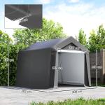 Garagetält med Rullport och Ventilationsfönster för Bilar Hållbar och Vattentät Mörkgrå Polyester och Stål 3 x 3 m