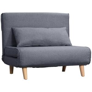 Bäddfåtölj i Skandinavisk Stil, Hopfällbar Enkelsoffa med Justerbart Ryggstöd, Bekväm Gästsäng för Små Utrymmen, Grå, 95 x 95 x 80 cm