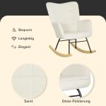 Gungstol Amningsstol Beige av Sammetslook och Trä för Sovrum Bekväm Fåtölj med Armstöd Relaxstol