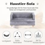 Hundsoffa Bekväm Husdjurssoffa Konstläder och Kort Plysch för Små Hundar Grå 68 X 41 X 32 Cm