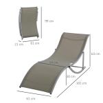 2-Pack Solstolar i Aluminium, Justerbara Relaxstolar med Textilene-Väv, Väderbeständiga Utestolar för Trädgård, Ljusgrå, 165 x 61 x 63 cm