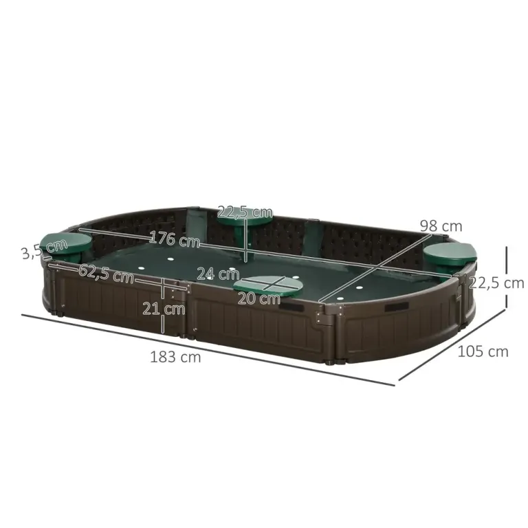 Sandlåda Leklåda Mörkgrön av HDPE 183 x 105 x 22,5 cm