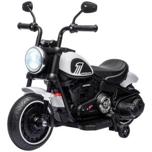 Elektrisk Barnmotorcykel, LED-strålkastare, Avtagbara Träningshjul, Röd/Svart