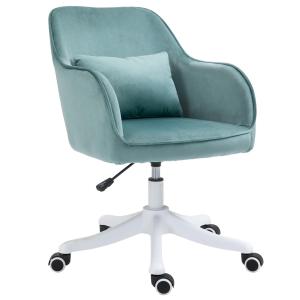 Massagestol för Kontor och Hem, Ergonomisk Snurrstol med Ländkudde, Bekväm Skrivbordsstol i Tyg med Armstöd, Grön