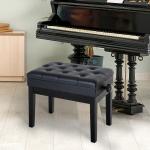 Höjdjusterbar Pianopall med Dolt Förvaringsutrymme, Konstläderkudde, Keyboardbänk för Klaviatur, 54,5 x 33 x 48–58 cm, Svart