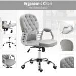 Skrivbordsstol Ergonomisk Kontorsstol med Vadderat Ryggstöd Grå 59,5 X 60,5 X 95-105 Cm