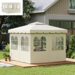 Sidoväggar 4-pack till Paviljong med Dragkedja för Solskydd och Vindskydd Hållbar och Vattenavvisande Krämfärgad Polyester 3 x 4 m