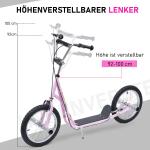 Sparkcykel med Luftdäck 16 Tum, Justerbar Skoter för Barn med Handbroms, Bekväm Körning på Alla Underlag, Rosa, 5 år+