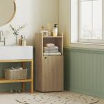 Badrumsskåp Fristående Gul Ek Trädesign för Badrum Förvaringsskåp med Hyllor och Dörr Kompakt Design och Bra Förvaring 104 cm