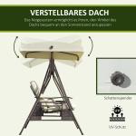 2-Sitsig Hammock med Soltak, Bekväm Trädgårdsgunga i Metall med Bricka, Avkopplande Hängsoffa för Uteplatsen, Beige, 162 x 118 x 173 cm