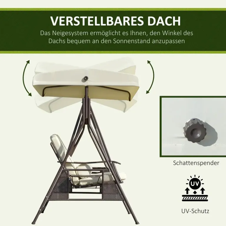 2-Sitsig Hammock med Soltak 162 x 118 x 173 cm