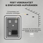 Kleankin Badrumsspegel LED Spegel Silver av Glas för Badrum med 3 Ljusfärger och Touchknapp Anti-Dim 50 x 70 cm
