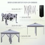 Hopfällbar Paviljong Gazebo Grå av Oxford Tyg och Metall för Trädgårdsfester Pop-Up Tält med LED och Mesh Sidoväggar 3,3 x 3,3 m