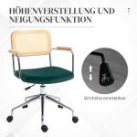 Skrivbordsstol i Bohostil med Armstöd i Trä och Justerbar Höjd för Kontor Ergonomisk och Stabil Grön Stål och Tyg upp till 120 kg
