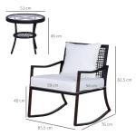 Gungstolsset 2 Personer Bord och Dynor Konstrotting Modern Design för Avkoppling på Veranda Brun Vit