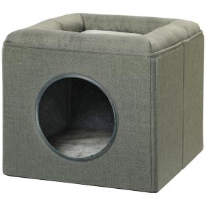 Kattgrotta 2-i-1 med Kudde, Grön, 36,5 x 36,5 x 33 cm