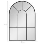 Fönsterspegel med Metallram, Svart, 91 x 2 x 60 cm