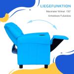 Barnfåtölj med Liggfunktion Minisoffa för Barn 3-6 År med Mugghållare Idealisk för Lekrum Blå 62 X 52 X 69 Cm