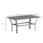 Sidobord Balkongbord med Lamelldesign Mörkgrå av Metall för Trädgård och Terrass Väderbeständigt Soffbord 91,5 x 55 x 45 cm