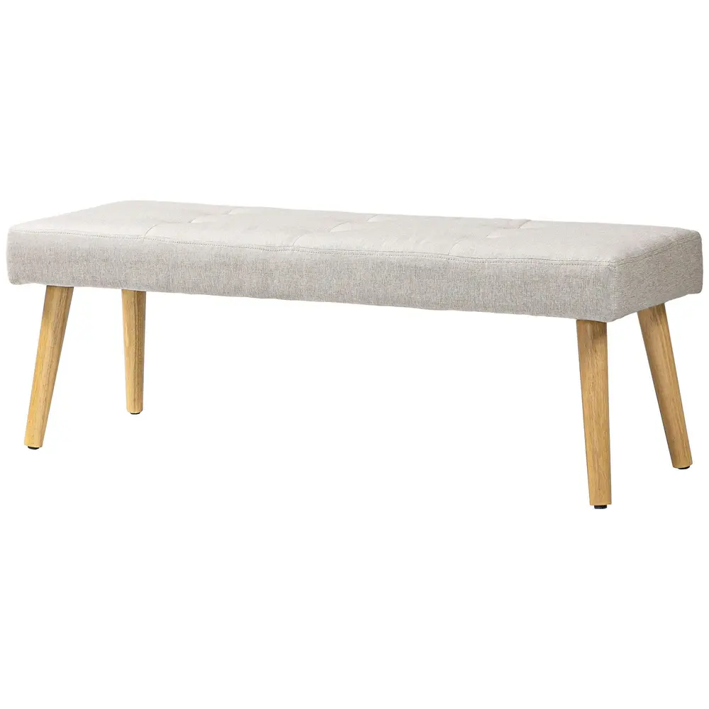 Bänk Sängbänk Kräm av Linnelook och Trä 120 x 41 x 43 Cm