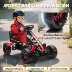 Gokart med Pedaler, Trampbil för Barn med Bromsar, Halkfria Hjul och Metallram, 3-6 År, Röd