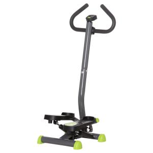 Ministepper med Handtag och Display, Effektiv Motionscykel för Hemmaträning, Swing Stepper med Gummiband, Grå/Grön, 55 x 44 x 108 cm, 100 kg