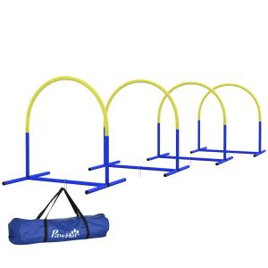 Agility Träningsset Hundsport Gul av PE och ABS för Hundar Bärbar Hinderbana med 4 Delar och Bärväska 88 x 64 x 95 cm