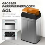 Soptunna med Sensor Silver Rostfritt Stål för Kök och Kontor Automatisk Papperskorg med Rörelsesensor Hygienisk Avfallshantering Touch Free 55 l