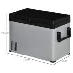 Bilkylskåp 50 L med Kompressor, LCD-skärm, 2 Lägen, Handtag, 12/24V DC och 110–240V AC, Grå + Svart