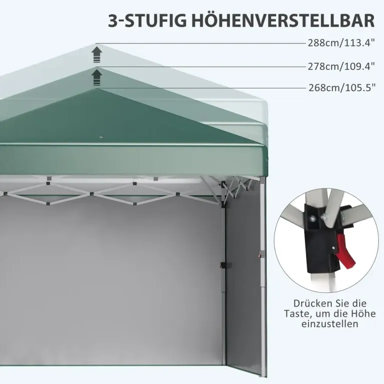 Trädgårdspaviljong Pop-up Partytält Grön 3 x 3 m