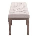 Klädd Bänk Lounge Pall Vintage med Knappar Linne och Trä för Vardagsrum och Hall Beige 142 X 47 X 51 Cm