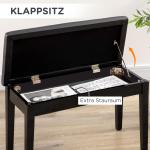 Pianobänk Pianopall Svart av Trä och Konstläder för Musiker och Skola Höjdjusterbar med Förvaringsutrymme Bekväm Sittdyna 75 x 35 x 49 cm
