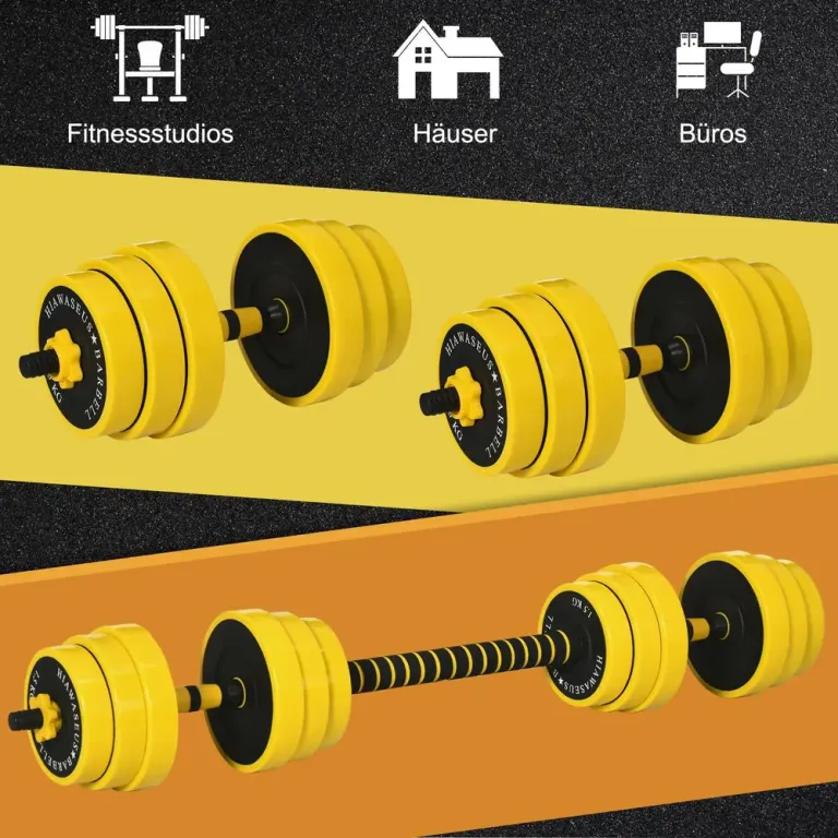 Hantelset 25 kg med Skivstång Ergonomiskt 3-i-1 Set 12