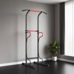 Power Tower Stabil Svart för Hemmaträning och Styrketräning med Klimmstång Dipstation och Sugkoppar för Hemmagym och Sport