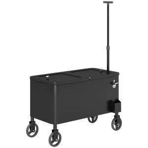 Kylskåpsvagn Serveringsvagn med Hjul Vit av Metall och Plast för Uteplats och Fest Mobil Kylbox med Flasköppnare 76 l