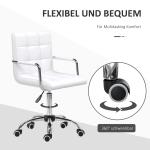 Kontorsstol Chefsstol Vit PU Konstläder och Metall Höjdjusterbar och Ergonomisk Snurrstol 84-99 Cm