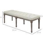 Stoppad Sängbänk i Vintagestil med Knappar, Sammet, Gummiben, Beige, 142 x 47 x 51 cm