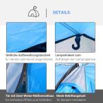 Tunneltält Campingtält Ljusblå av Glasfiber och Polyester för Utomhusäventyr 2-3 Personer med Pinnar Vattentät 426 x 206 x 154 cm