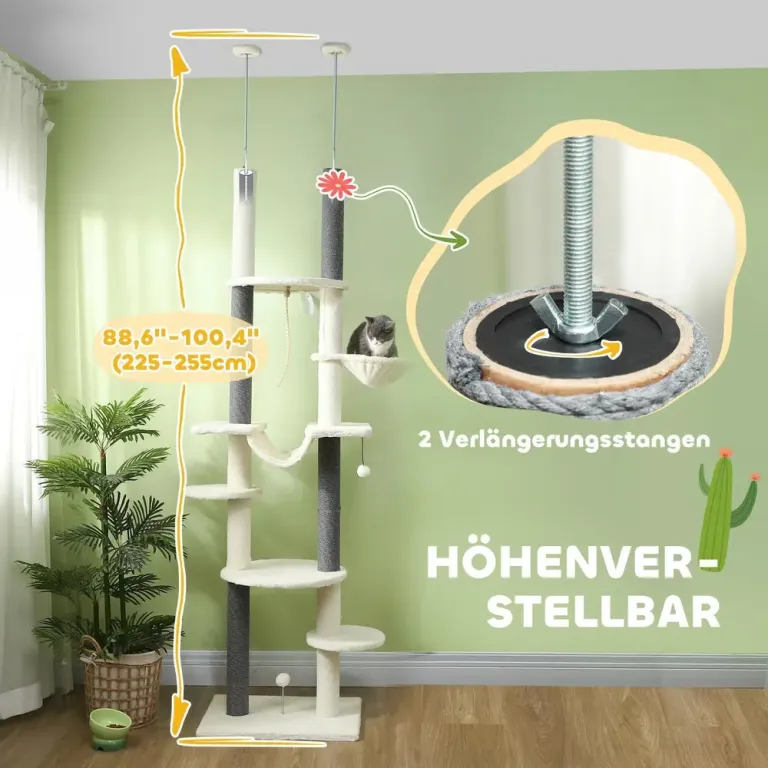 Takhögt Klösträd 225–255 cm med Hängmattor, Vitt