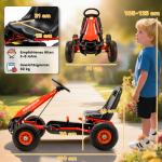 Trampbil Go-kart Röd Metall och Plast för Barn 3-8 År Trampfordon med Justerbar Sits och Handbroms Säker och Rolig Lek