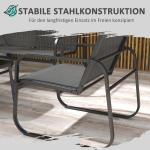 4-delat Trädgårdsset, 2 Fåtöljer, 2-sits Soffa, Glasbord, Andningsbart Tyg, Metallram, Svart