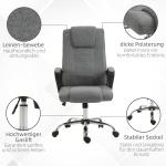 Ergonomisk Kontorsstol med Vippfunktion, Höj- och Sänkbar Skrivbordsstol i Tyg, Bekväm Arbetsstol för Hemmakontor, Grå, 110-119 cm