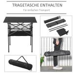 Hopfällbart Campingbord i Aluminium, Lättviktigt Picknickbord med Nätpåse, Portabelt Bord för Utflykt, Svart, 70 x 70 x 69 cm