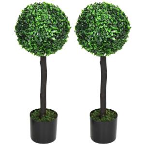 Konstgjorda Växter Buxbom Grön av PEVA och Plast för Inomhusbruk Set med 2 UV-Beständig Krukväxt med Kruka 60 cm