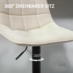 Barstol Köksstolar Set om 2 Beige av Chenille och Stål för Kök och Vardagsrum Höj- och Sänkbar Pall med Ryggstöd