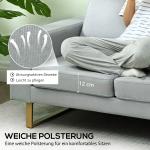 2-sits Soffa med Massiv Träram och Metallben, Ljusgrå