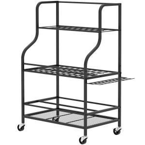 Trädgårdsredskapshållare Kvasthållare Svart av Metall ve Plast för Garage ve Bod Multifunktionellt Ställ 40 kg 77 x 40 x 97 cm