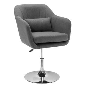 Arbetspall Snurrstol Kontorsstol Höjdjusterbar Linnelook Polyester och Stål Mörkgrå 57 X 57 X 77,5-87 Cm