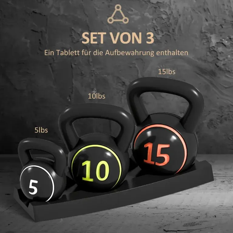 Kettlebell-Set 3 Kettlebells (2,2 Kg / 4,5 Kg / 6,8 Kg)